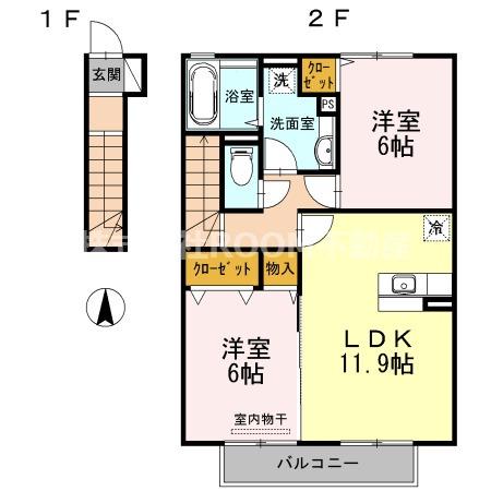 メゾンブランシェII(2LDK/2階)の間取り写真