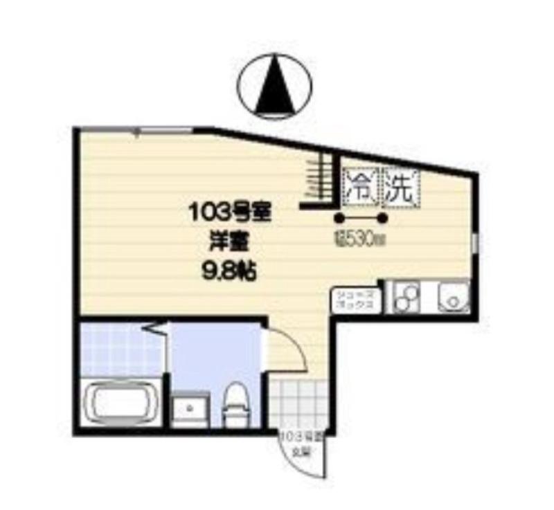 スカイヒルズ羽田(ワンルーム/1階)の間取り写真