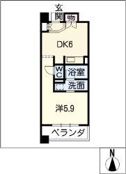 グラン・アベニュー栄(1DK/7階)の間取り写真