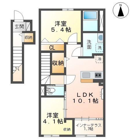 ポモドーロ(2LDK/2階)の間取り写真