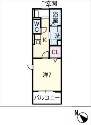 有第荘(1K/1階)の間取り写真