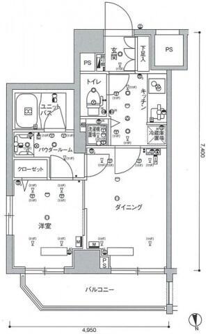 スカイコート大森壱番館(1DK/10階)の間取り写真
