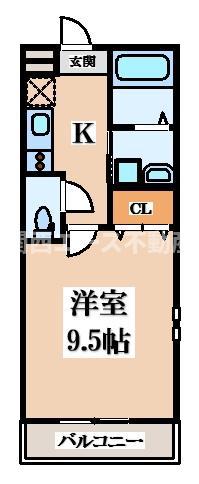 フジパレス忍ケ丘I番館(1K/2階)の間取り写真