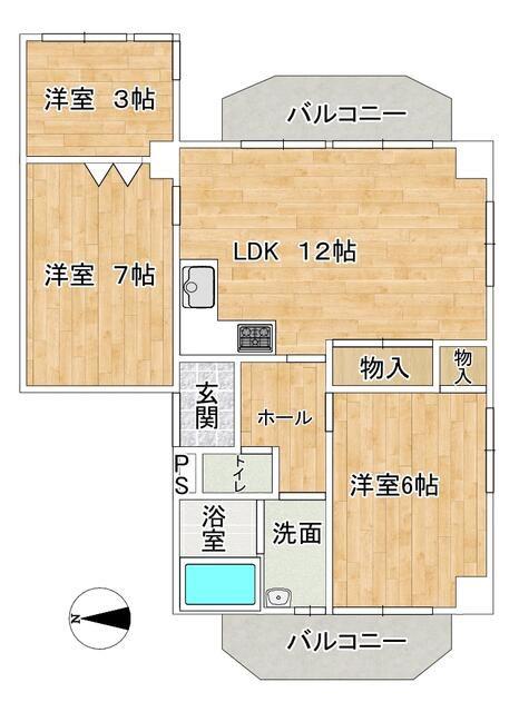 パレス富士見台(3LDK/2階)の間取り写真