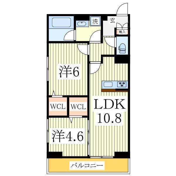 グランディール柏の葉(2LDK/1階)の間取り写真