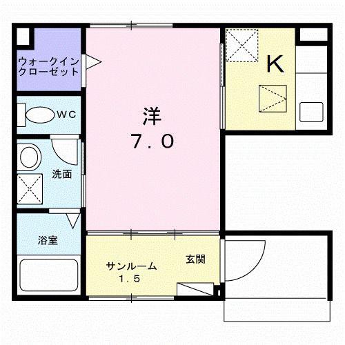 ストーキア(1K/1階)の間取り写真