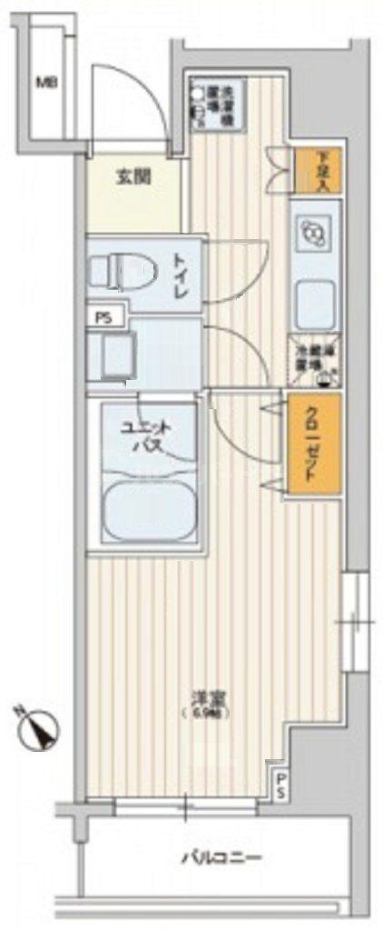 スカイコートパレス新大塚(1K/6階)の間取り写真