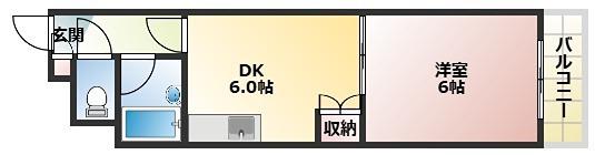 クリエール三津屋(1DK/5階)の間取り写真