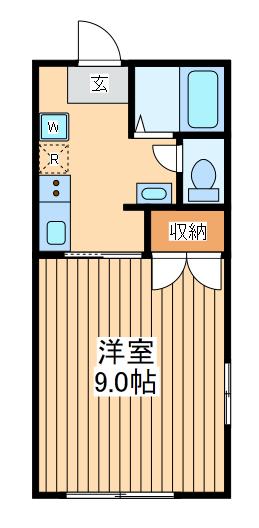 小田急線 向ケ丘遊園駅 徒歩12分 2階建 築27年(1K/1階)の間取り写真