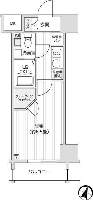レジディア笹塚2(1K/2階)の間取り写真