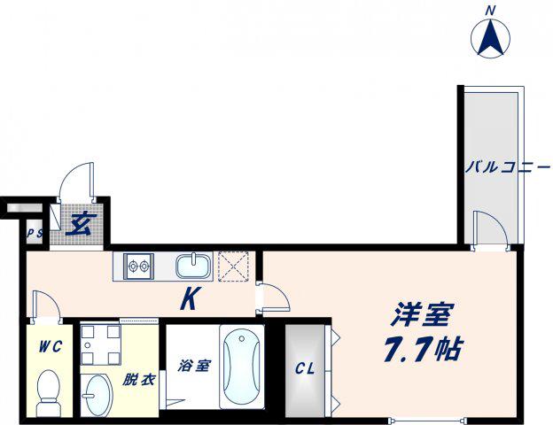フジパレス深江橋西(1K/1階)の間取り写真