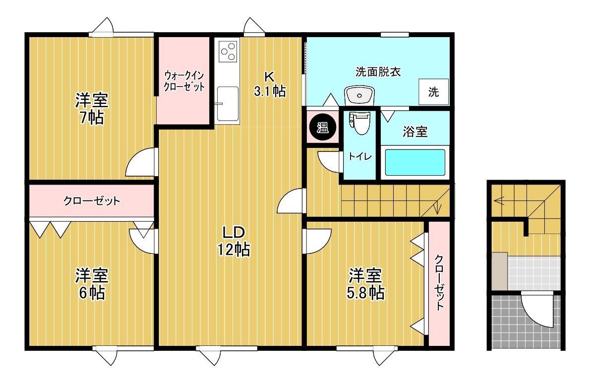 ルシエルI(3LDK/2階)の間取り写真