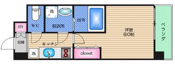 ラナップスクエア堺筋本町(1K/14階)の間取り写真
