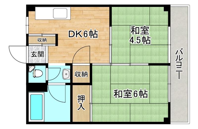 スカイメゾン (2DK/4階)の間取り写真