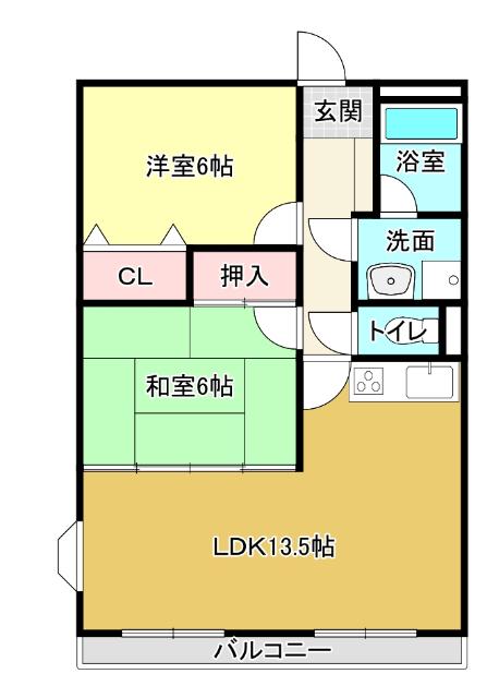 ヴァンヴェール(2LDK/1階)の間取り写真