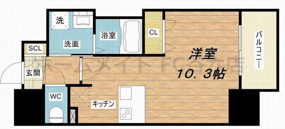 プレサンス新町ウィズ ジョイ(1K/12階)の間取り写真