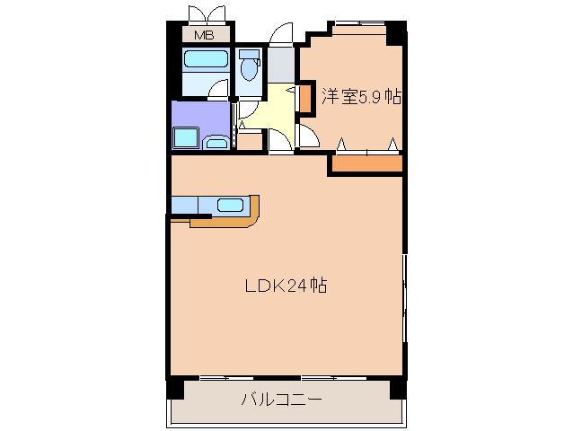 リジェール箱崎(1LDK/9階)の間取り写真