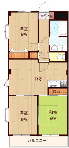 CIELO・GARDEN I(3DK/2階)の間取り写真