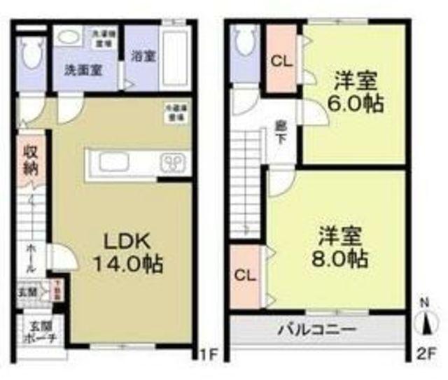 J WING イースト(2LDK/1階)の間取り写真
