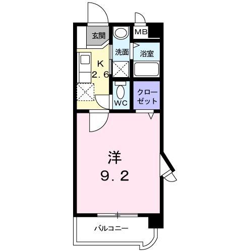 フレンテ二島(1K/2階)の間取り写真