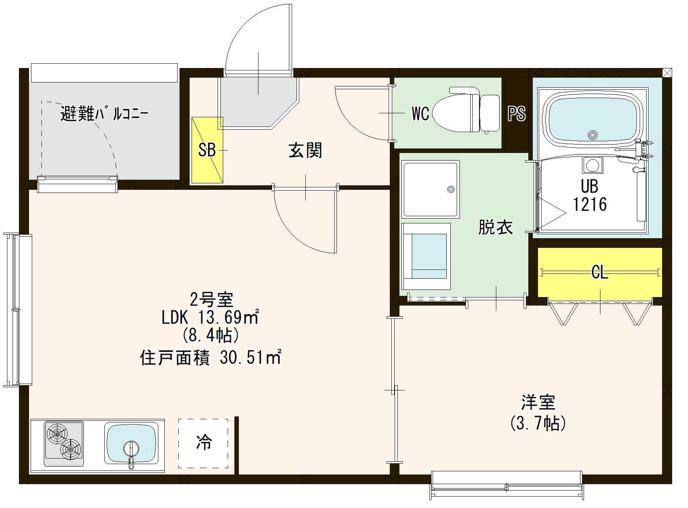 ラヴィアナ豊田本町(1LDK/1階)の間取り写真