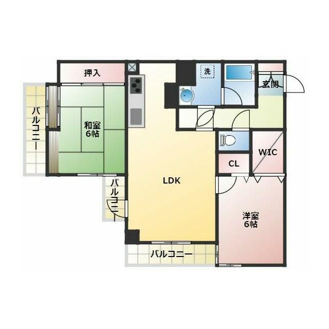 ダイアパレス八柱(2LDK/1階)の間取り写真