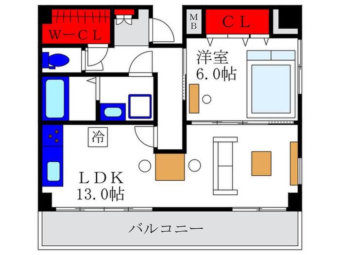 グリーンコスモ2号棟(1LDK/1階)の間取り写真