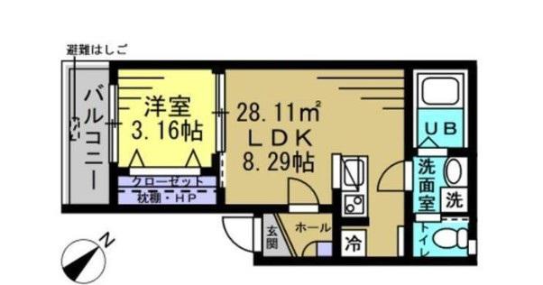 AJ南流山ノースV(1LDK/3階)の間取り写真