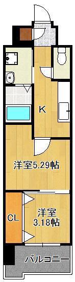 ギャラン鷹の巣(2K/3階)の間取り写真