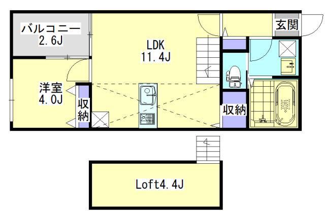 GOENNII(1LDK/2階)の間取り写真