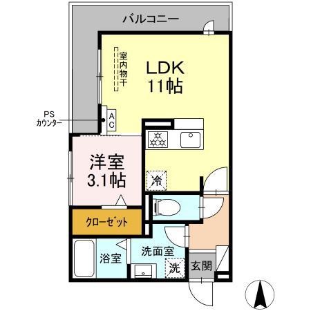 D-HILLS野口(1LDK/2階)の間取り写真