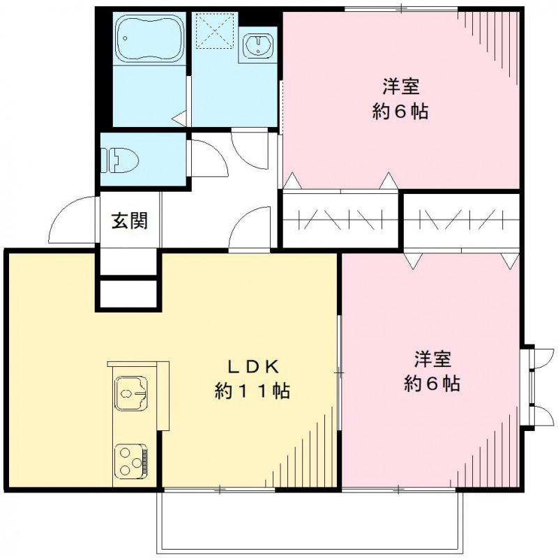 コルティーレ A(2LDK/2階)の間取り写真
