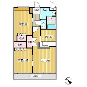 グレイスヴィレッジ(2LDK/1階)の間取り写真