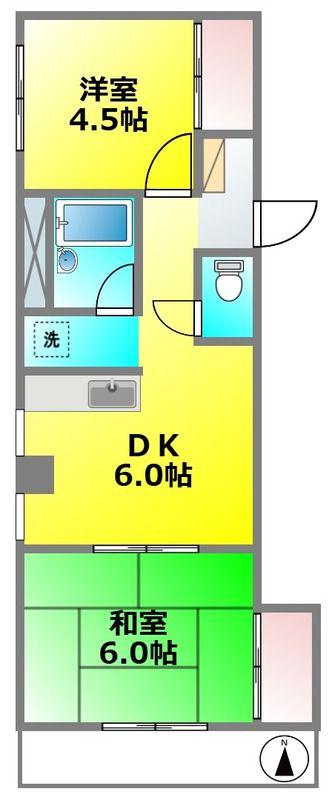 ヤマザキエムハイツ(2DK/1階)の間取り写真