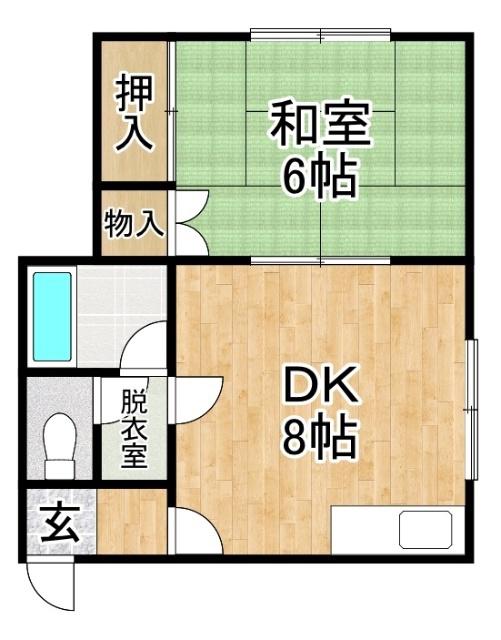 コーポパル(1DK/1階)の間取り写真
