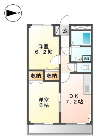 ドリームハウス(2DK/1階)の間取り写真