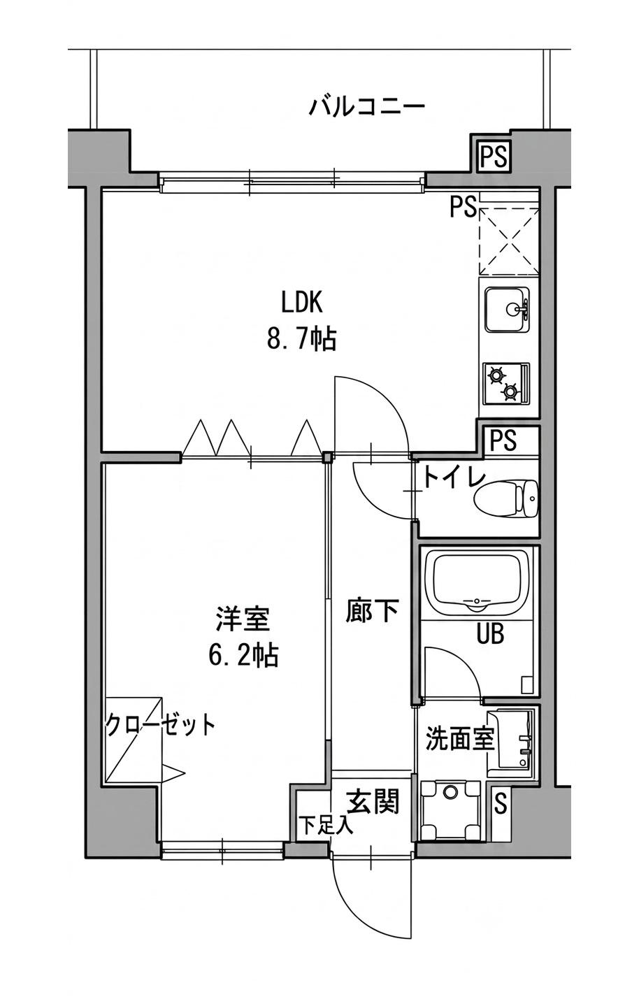 フロレスタ横浜根岸(1LDK/4階)の間取り写真