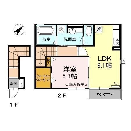 ル・クレ(1LDK/2階)の間取り写真
