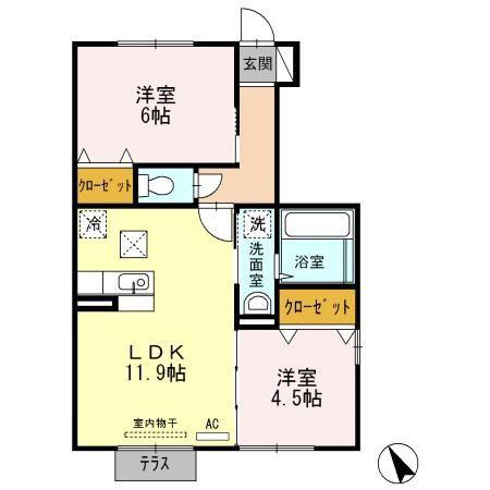 ぽるトゥ・かれん(2LDK/1階)の間取り写真