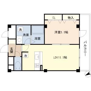 クレストコート(1LDK/1階)の間取り写真