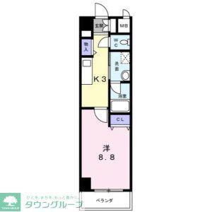 ニューシティアパートメンツ円上町(1K/9階)の間取り写真