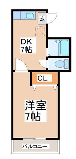 第1アサヒハイツ(1DK/3階)の間取り写真