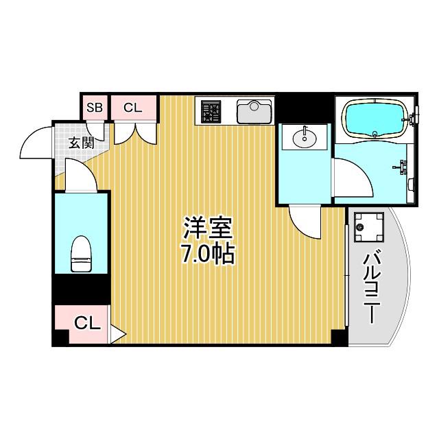 ディーシモンズ(ワンルーム/2階)の間取り写真