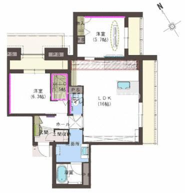 ケントスクエア八番館(2LDK/2階)の間取り写真