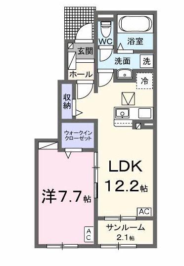 サニーハウスVI(1LDK/1階)の間取り写真