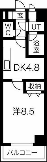 ウェーク・フォレスト・ブロンド(1DK/6階)の間取り写真