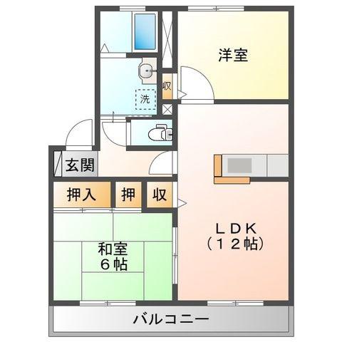 アイディール C (2LDK/1階)の間取り写真