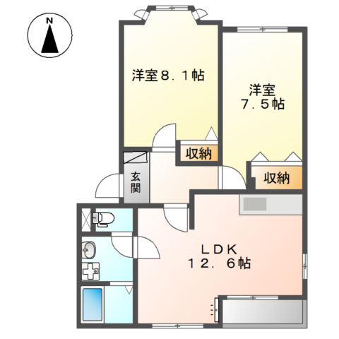セシリアI(2LDK/2階)の間取り写真