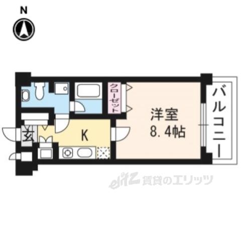 キアーラ御所(1K/3階)の間取り写真