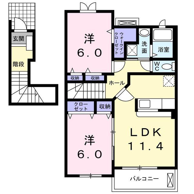フルハウスJ(2LDK/2階)の間取り写真
